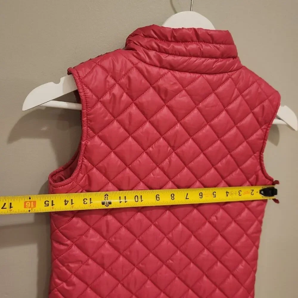 Heart Crush Quilted Sequin Sparkle Vest Pink - Size L